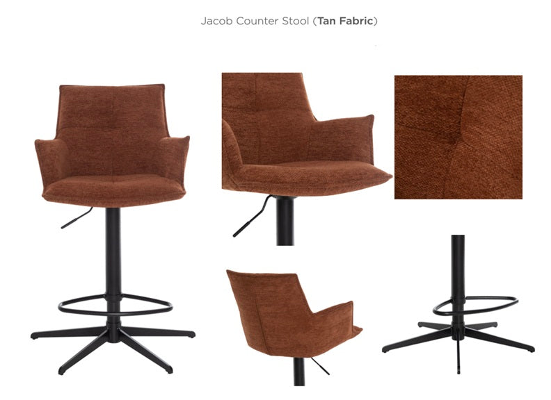 Jacob Fabric Tan Stool - detail