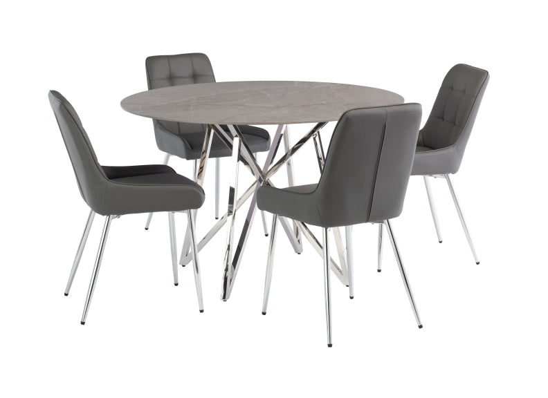 Jennis Round Grey Table W/Archer Chairs