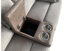 Jessica Fabric Two Tone Corner Sofa With Console – Two Tone Brown & Beige Fabric Sectional Sofa