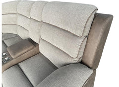 Jessica Fabric Two Tone Corner Sofa With Console – Two Tone Brown & Beige Fabric Sectional Sofa