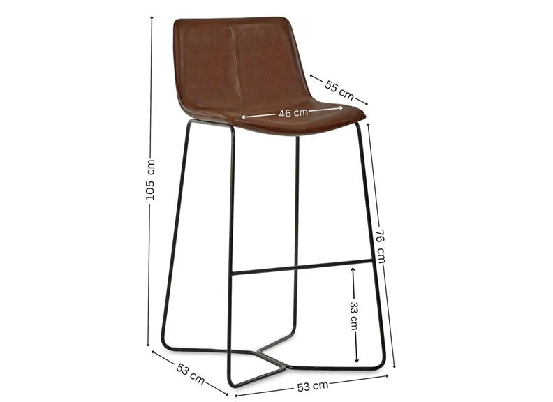 Joren Faux Leather Stool - dimensions