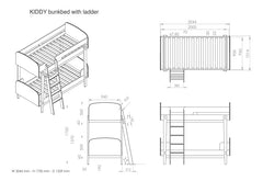 Kiddy White Bunk Bed - dimensions