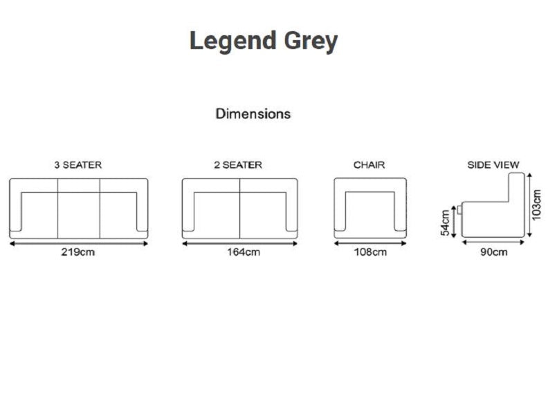 Legend Sofa Range - dimensions