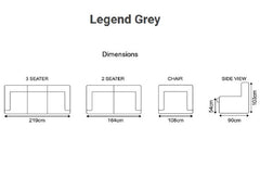 Legend Sofa Range - dimensions