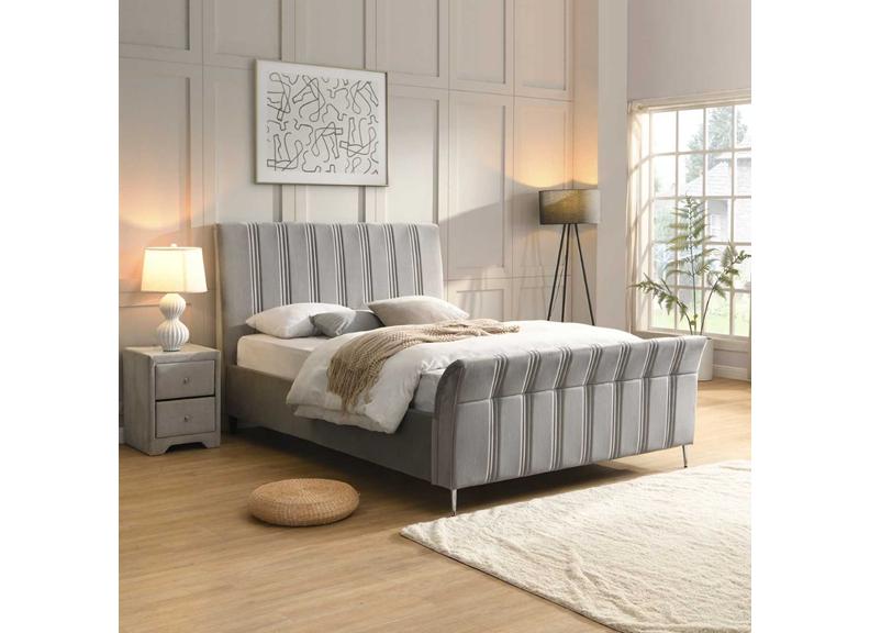 Leitrim Bed Frame - Modern Upholstered Bed with Padded Headboard & Slatted Base