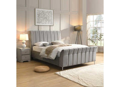 Leitrim Bed Frame - Modern Upholstered Bed with Padded Headboard & Slatted Base