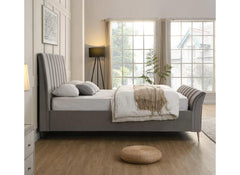 Leitrim Bed Frame - Modern Upholstered Bed with Padded Headboard & Slatted Base