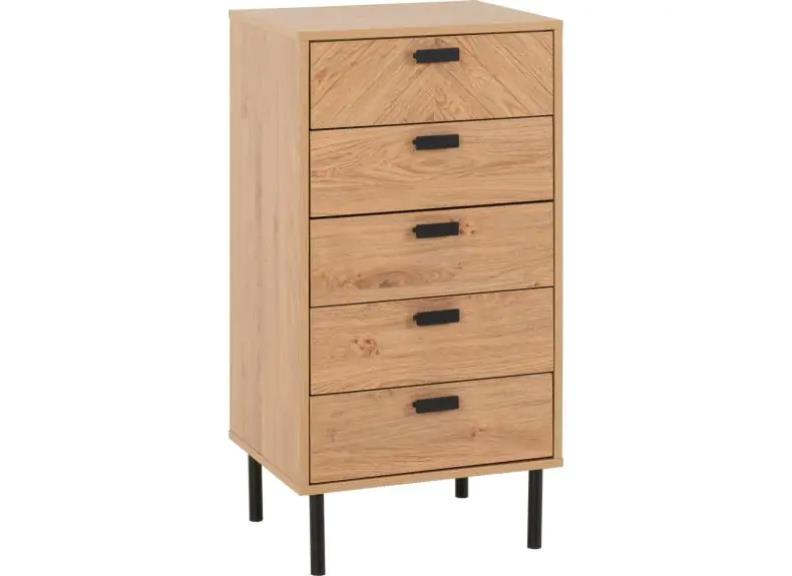 Leon Oak 5 Drawer Chest - 1