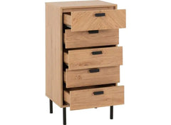 Leon Oak 5 Drawer Chest - open