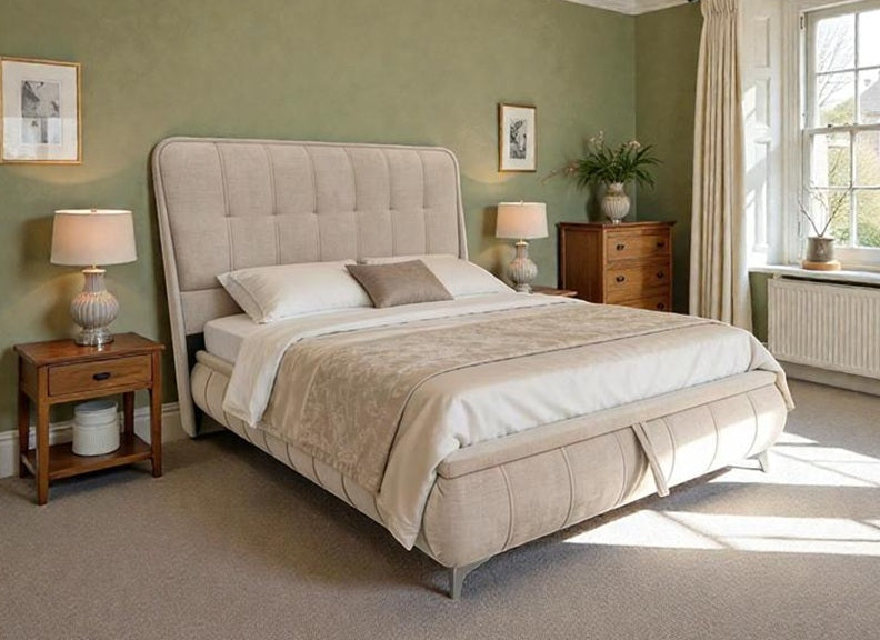 Limerick Ottoman Beds – Lift-Up Fabric Storage Bed Frame In Grey Or Beige