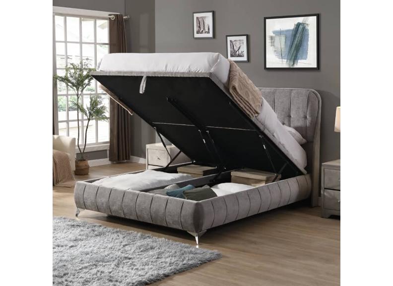 Limerick Ottoman Beds – Lift-Up Fabric Storage Bed Frame In Grey Or Beige