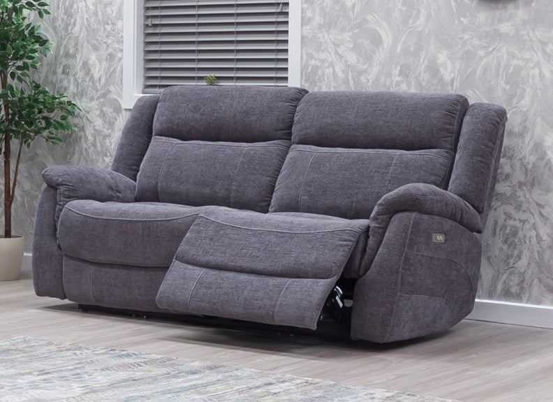 Lorenza Fabric Powered 2.5 Seat Sofa with Pocket Sprung Seating – Dark Grey