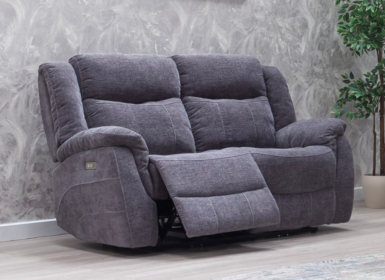 Lorenza Fabric Powered Two Seat Sofa With Pocket Sprung Seating – Dark Grey