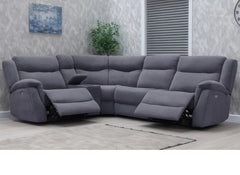 Lorenzo Fabric Powered Corner Sofa with Pocket Sprung Seating, USB Ports & Drinks Console – Dark Grey