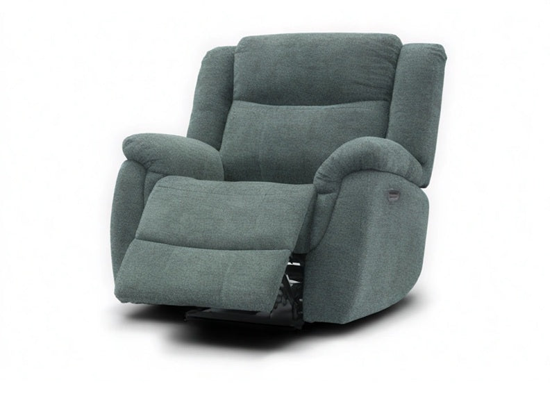Lorenza Fabric Powered Reclining Armchair With Pocket Sprung Seating – Sage Green