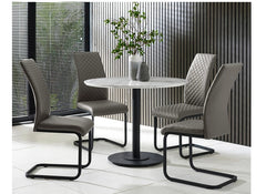 Luca White Table & Xavier Grey PU Chairs