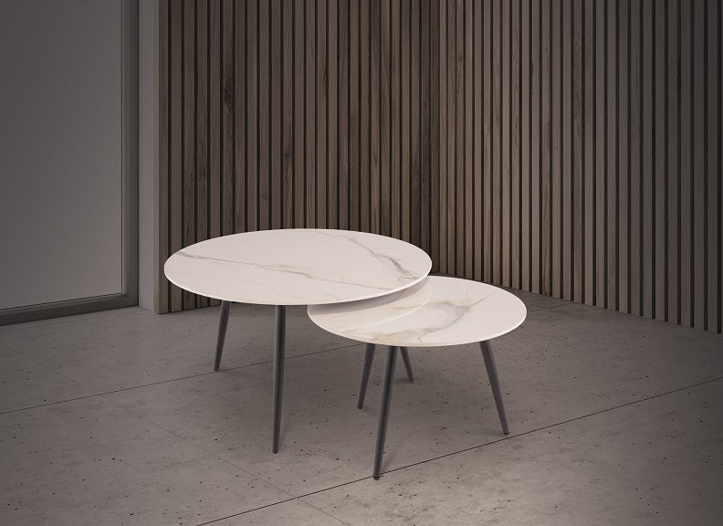 Luna White & Kass Gold Nest Of Tables