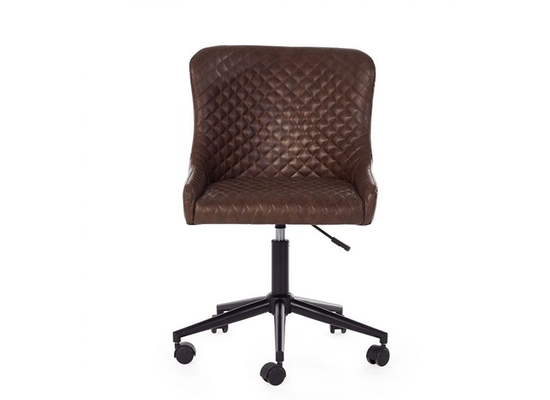 Luxe Brown Faux Leather Office Chair - front