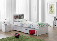 Manhattan White Gloss Bookcase Bed Frame