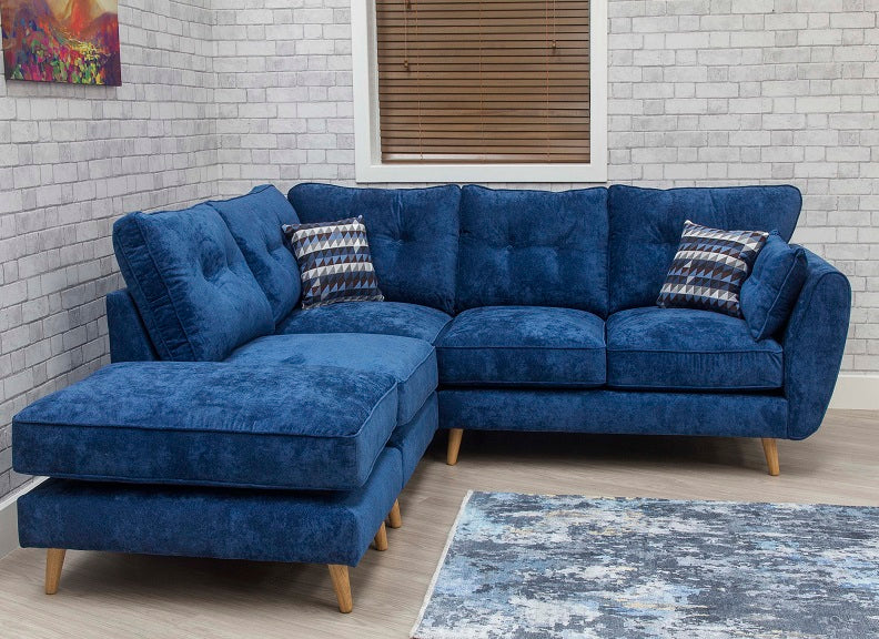 Marlo Right Hand Blue Corner Sofa