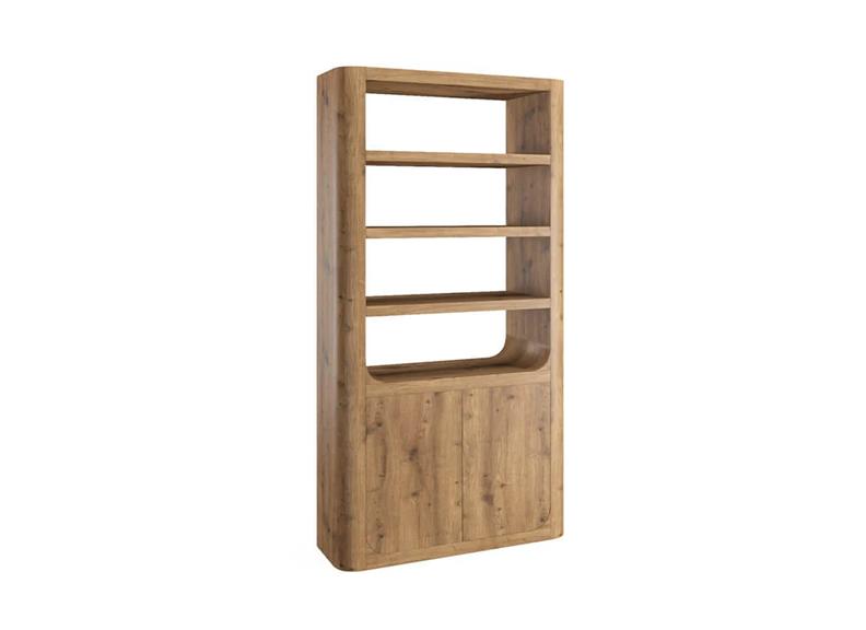Massimo Oak Tall Cabinet – Cashew Brown Finish | Modern Solid Oak Occasional Cabinet