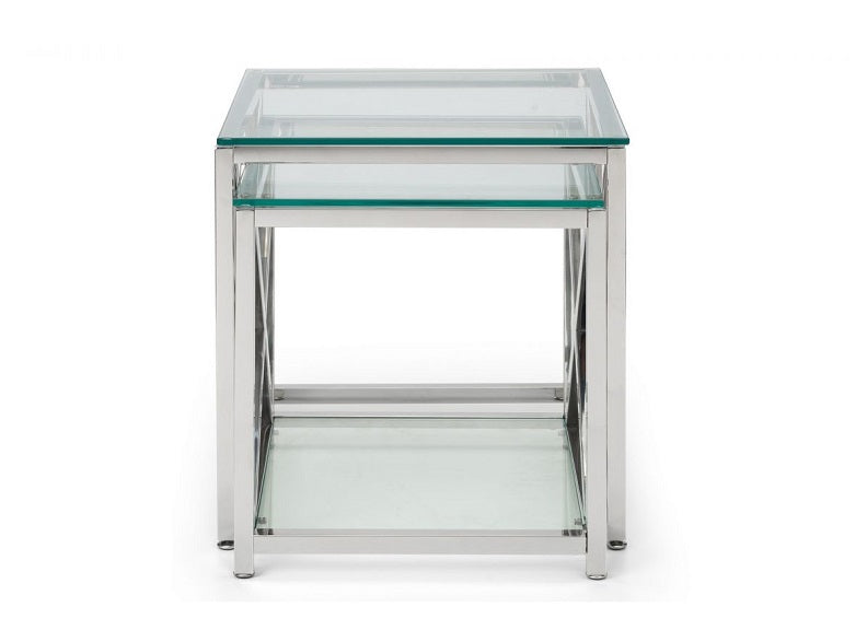 Miami Steel & Glass Table Nest - front