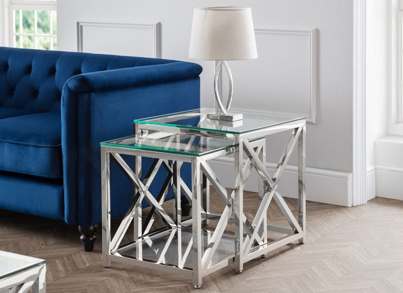 Miami Steel & Glass Table Nest - room