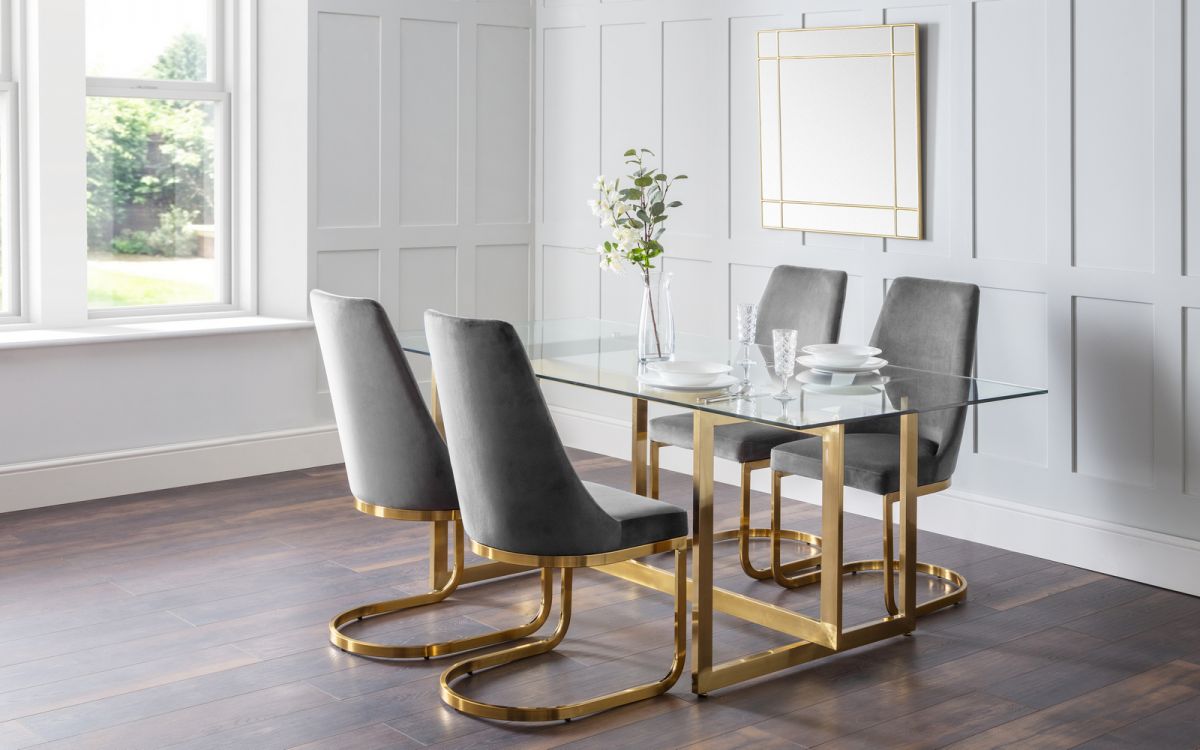 Minori Glass Table W/Vittoria Velvet Chairs - room