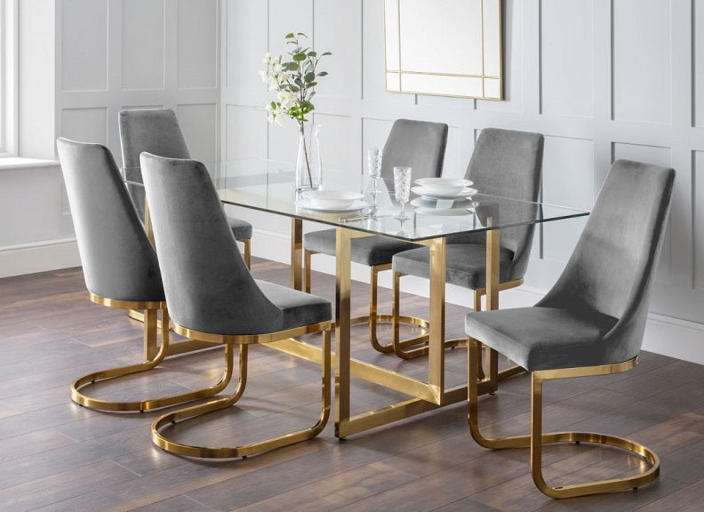 Minori Glass Dining Table W/Vittoria Chairs