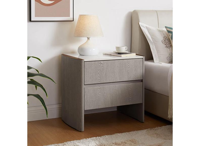 Mondello Two Drawer Bedside – Washed Oak & Elm Wood Nightstand