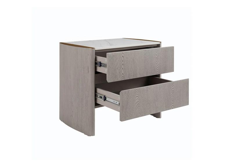 Mondello Two Drawer Bedside – Washed Oak & Elm Wood Nightstand