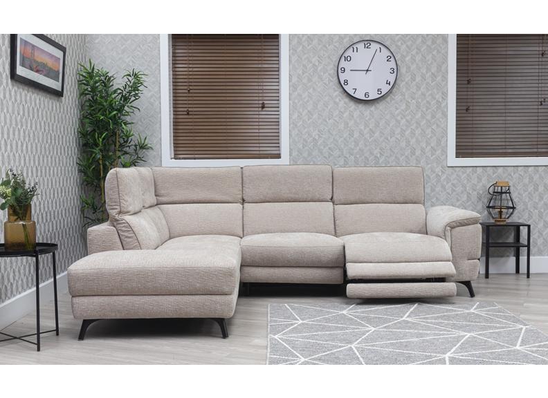 Natalia Fabric Chaise Sofa with Powered Recline & Adjustable Headrests – Luxury Comfort Corner Lounger