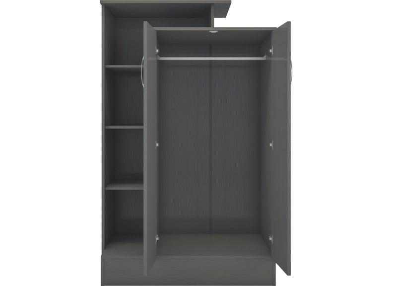 Nevada Full Grey Petite Open Shelf Wardrobe - inside