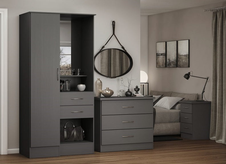 Nevada Full Grey Open Shelf Vanity Robe - room