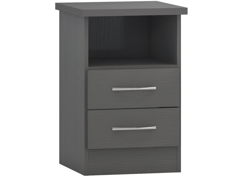 Nevada Full Grey Two Drawer Bedside