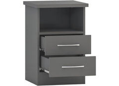 Nevada Full Grey Two Drawer Bedside - 1