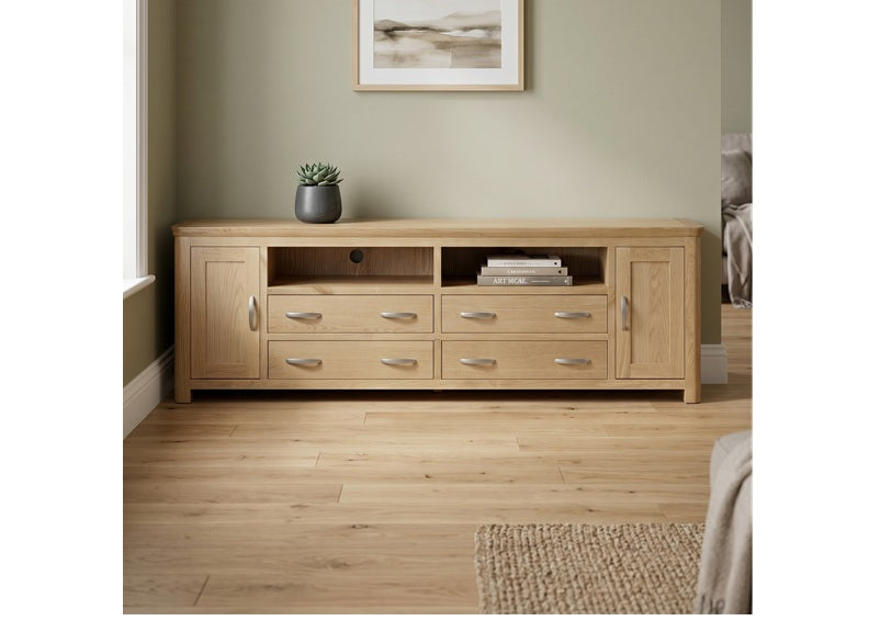 New Treviso Oak Extra Long Media Centre With Optional Top