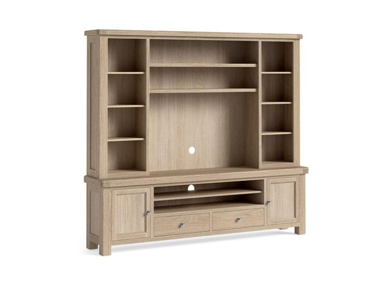 Normandy 2.18 m Hutch Top | Optional Media Stand Top With A Whitewashed Finish