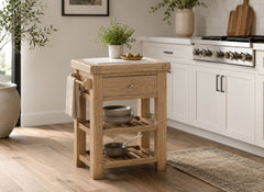 Normandy Small Kitchen Island | Whitewashed Oak Kitchen Desk