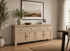 Normandy Extra Large Sideboard | Four Doors With Whitewashed Oak Finish