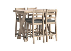Normandy Whitewash Bar Set | Solid Oak Whitewashed Bar Set With Stool Seat Colour Option