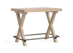 Normandy Whitewash Bar Table | Solid Oak With Whitewashed Finish And Metal Footrest