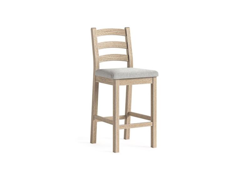 Normandy Whitewash Bar Stool | Solid Oak With Whitewashed Finish And Three Cushion Options
