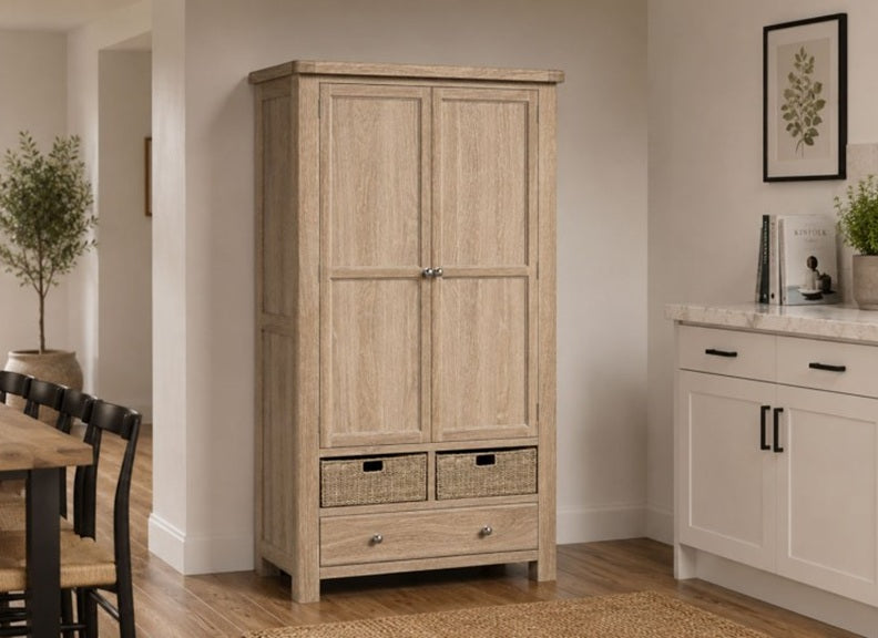 Normandy Large Larder Unit | Whitewashed Oak Finish