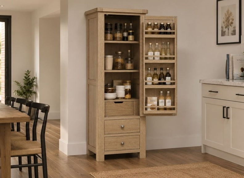 Normandy Single Larder Unit | Whitewashed Oak Kitchen Storage