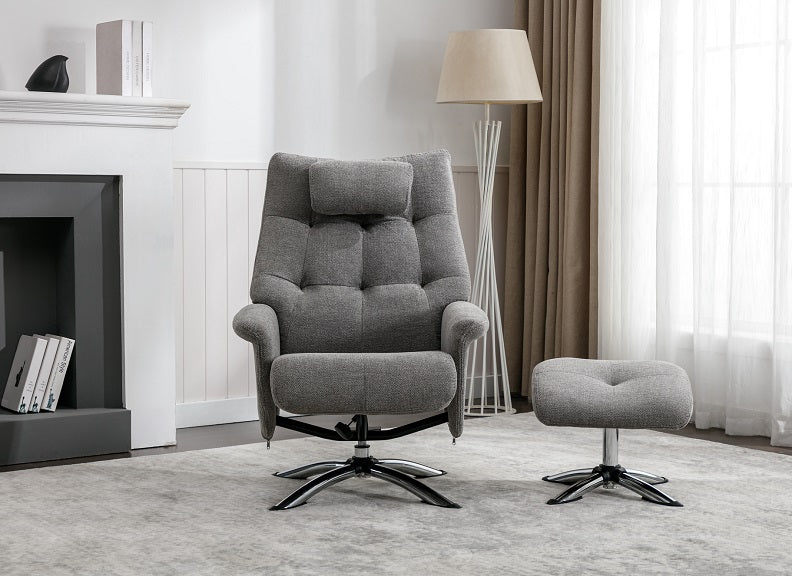 Orson Grey Chair W/Footstool