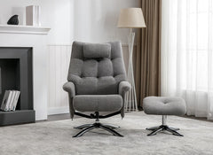 Orson Grey Chair W/Footstool