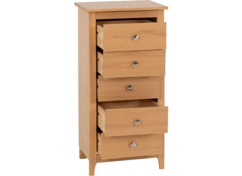 Oslo Pine 5 Drawer Chest - open