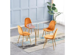 Oslo Round Glass Dining Set w/Oslo Chairs