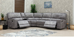 Otto Grey Fabric Corner Sofa with Console & Cup Holders – Modular Five Element Corner Sofa